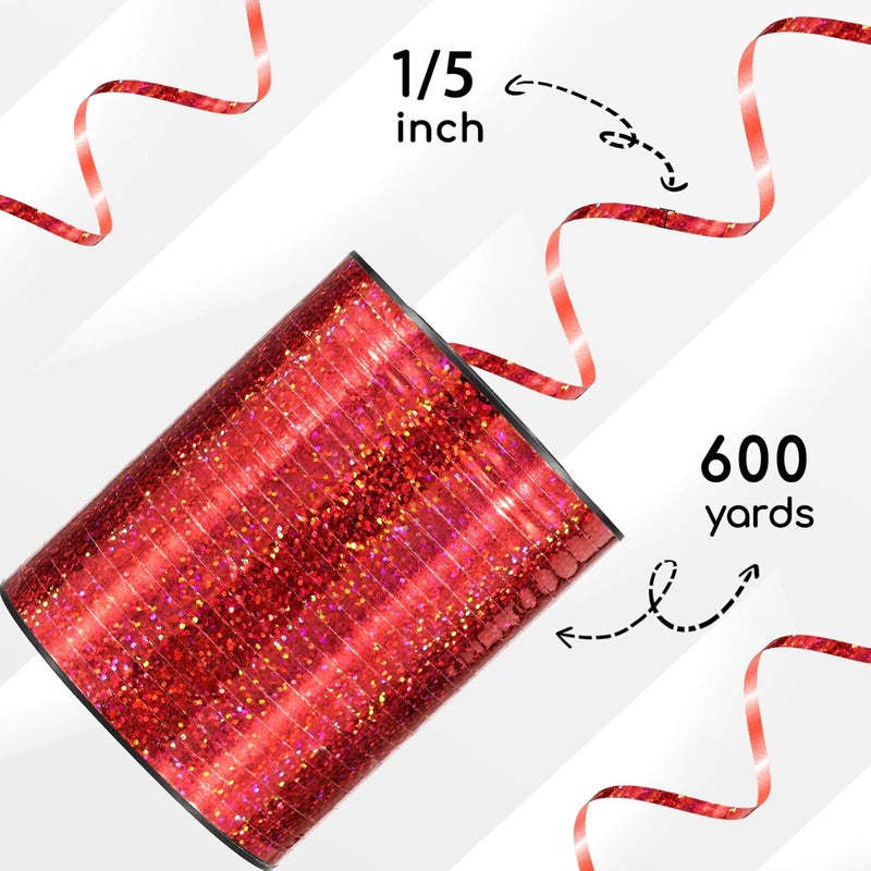 Apeseek 600 Yards Shiny Red Curling Ribbon 1/5‘’ Shiny Red Balloon String with Spool, Thin Balloon Ribbon for Gift Wrapping Crafts Birthday Christmas Baby Shower Halloween Florist - Image 2